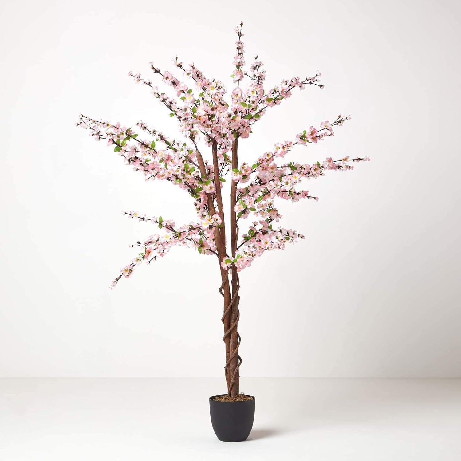 150cm Light Pink Blossom Tree Artificial Plant with Real Wood Trunk Decoration