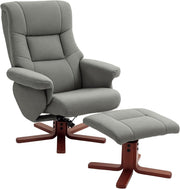 Grey Recliner Armchair with Footstool Adjustable Lounge Chair for Bedroom