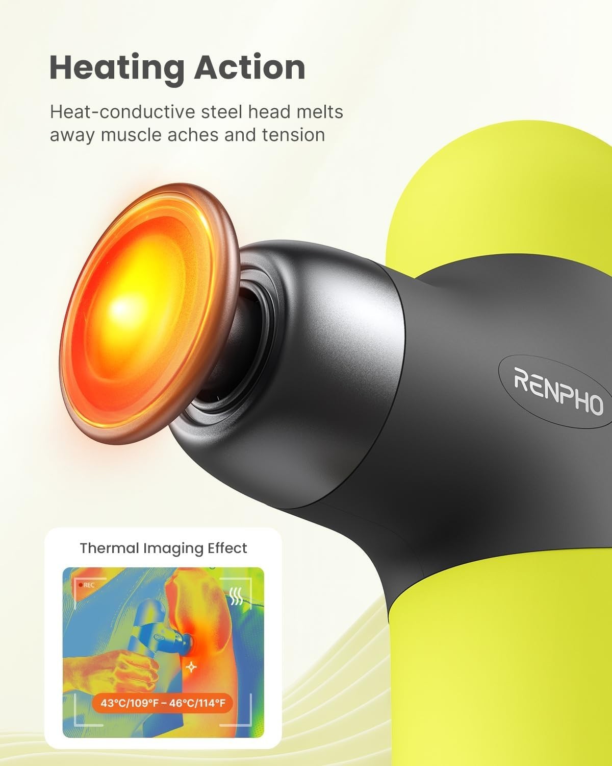 Mini Heated Massage Gun Deep Tissue Quiet Muscle Massager w Case Portable