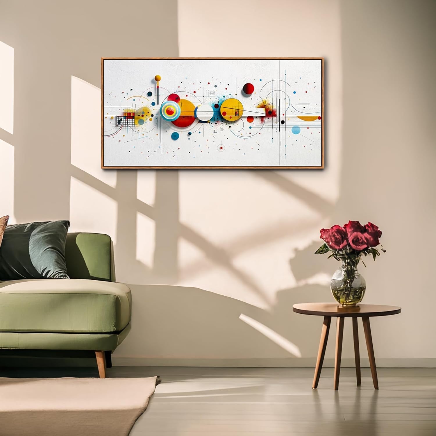 Large Abstract Canvas Wall Art 29x57" Colorful Modern Framed Decor