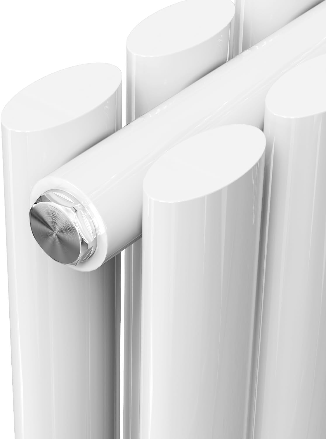 1800x590mm White Vertical Double Panel Oval Column Radiator Heater