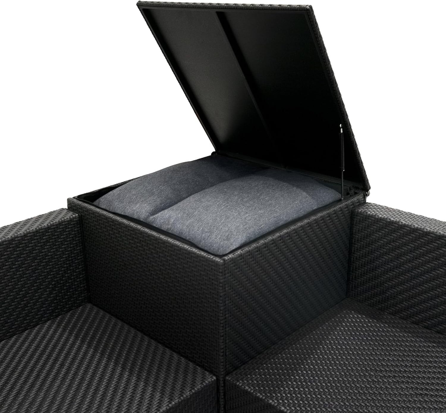 Rattan Garden Furniture Set 6pc Black Outdoor Sofa Table Storage Cover