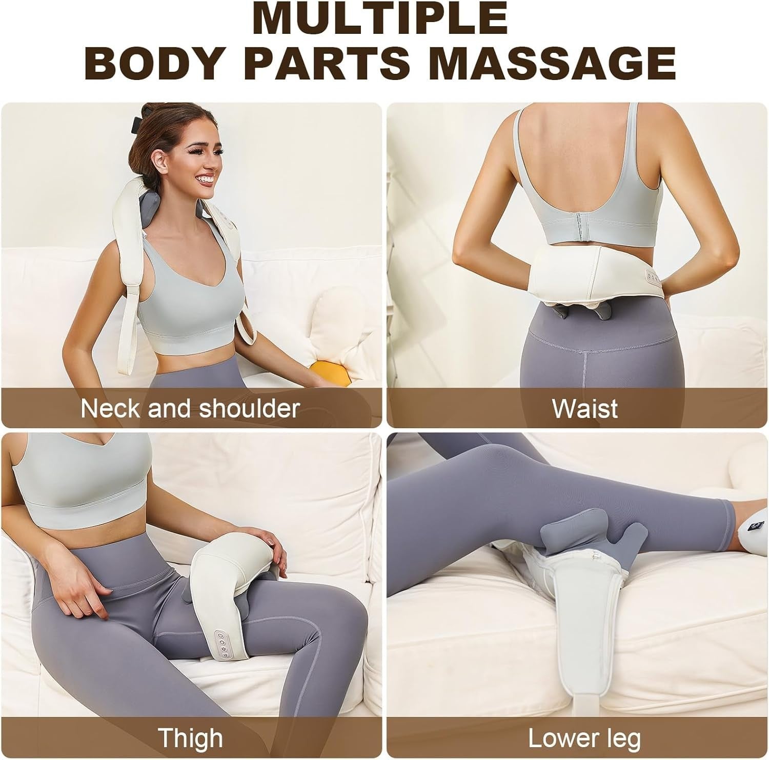 Heated Neck Shoulder Massager Deep Tissue Pain Relief Home Car Use