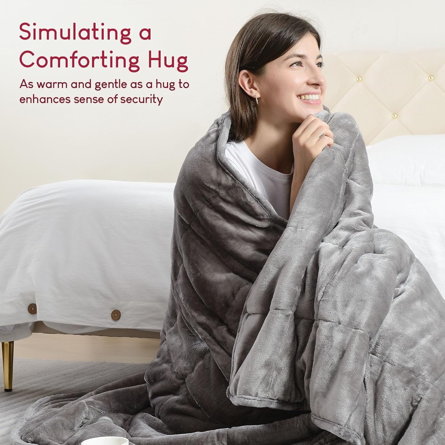 Sherpa Fleece Weighted Blanket Grey 5.5kg 120x180cm Plush Warm Comfort