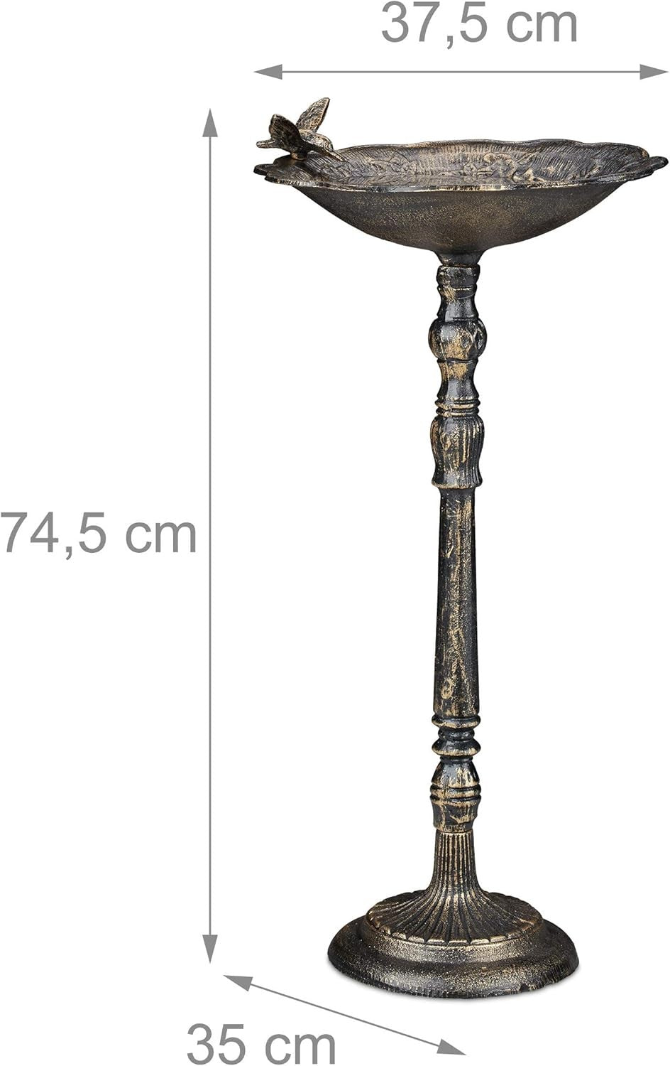 Bronze Cast Iron Bird Bath | 74cm Frost-Proof Garden Water Feature