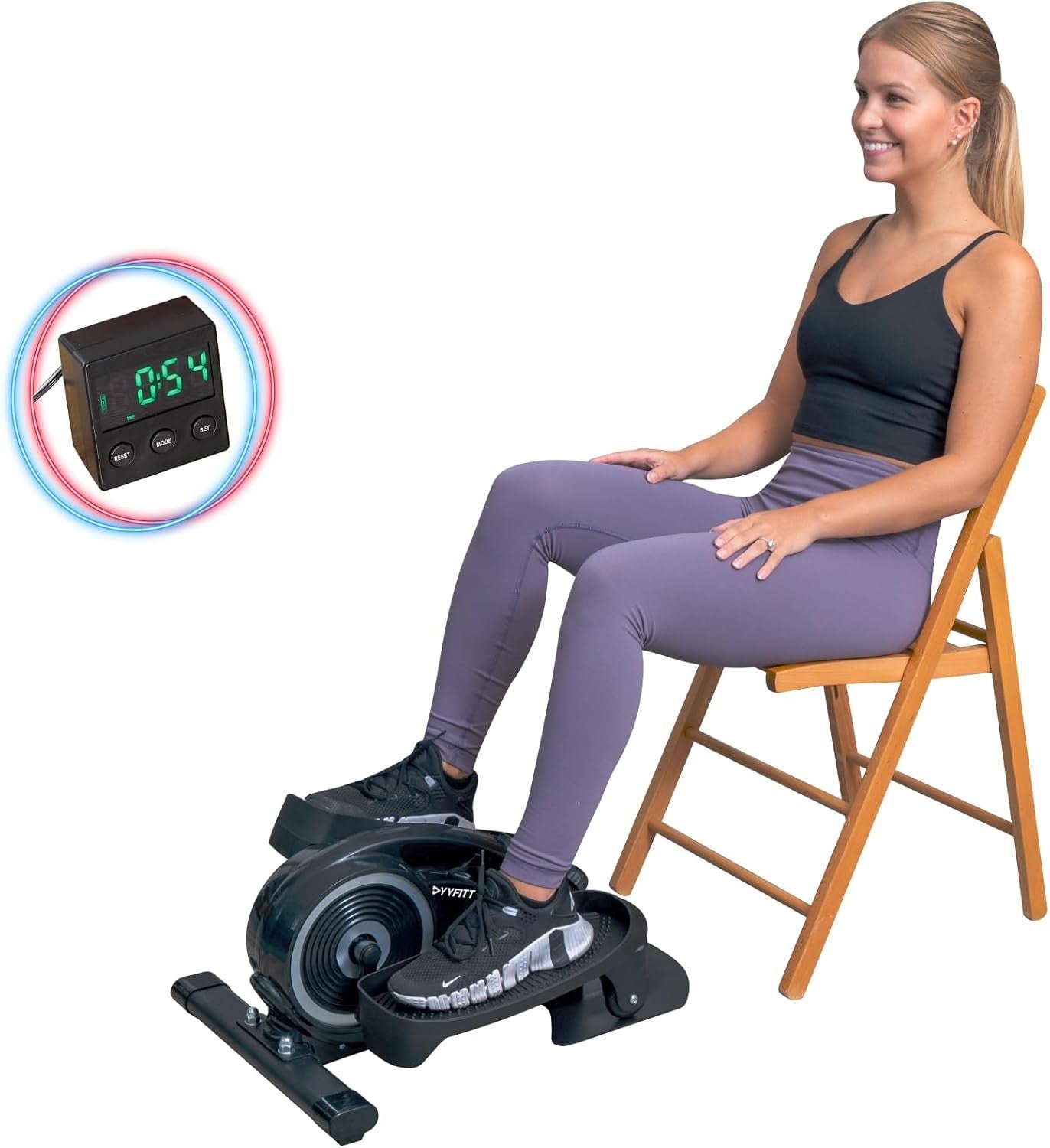 Under Desk Elliptical Pedal Exerciser Adjustable Resistance Quiet Leg Trainer