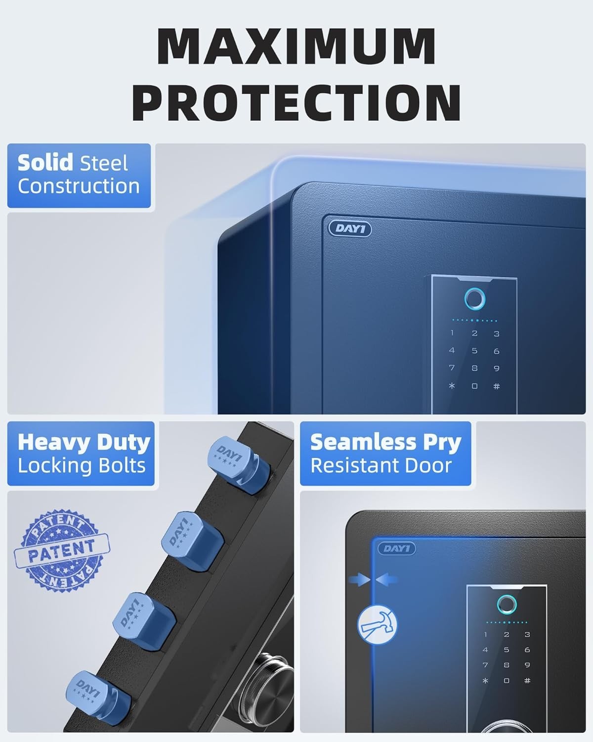 2.0 Cu Ft Biometric Fingerprint Safe Fireproof Security Box Alarm