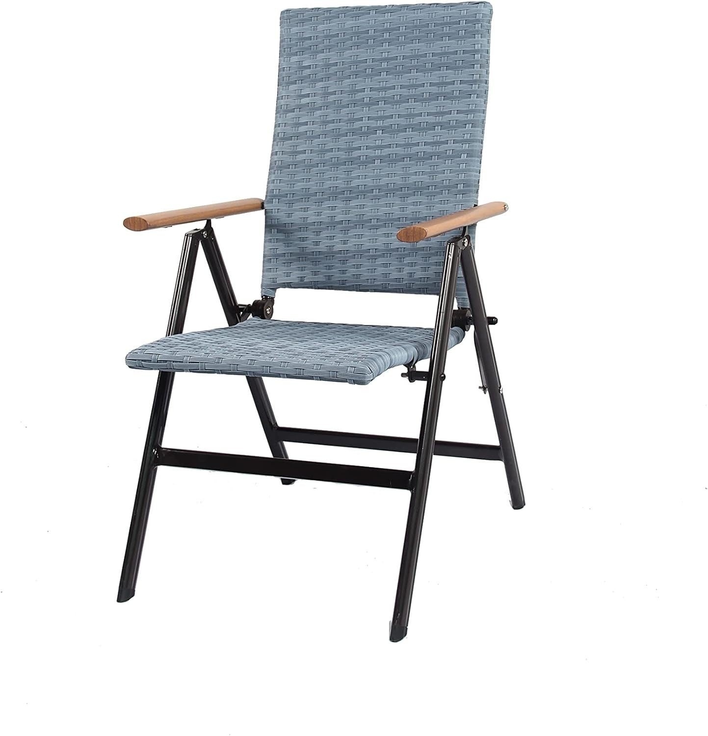 2x Rattan Garden Dining Chairs Folding Reclining Outdoor Patio Balcony