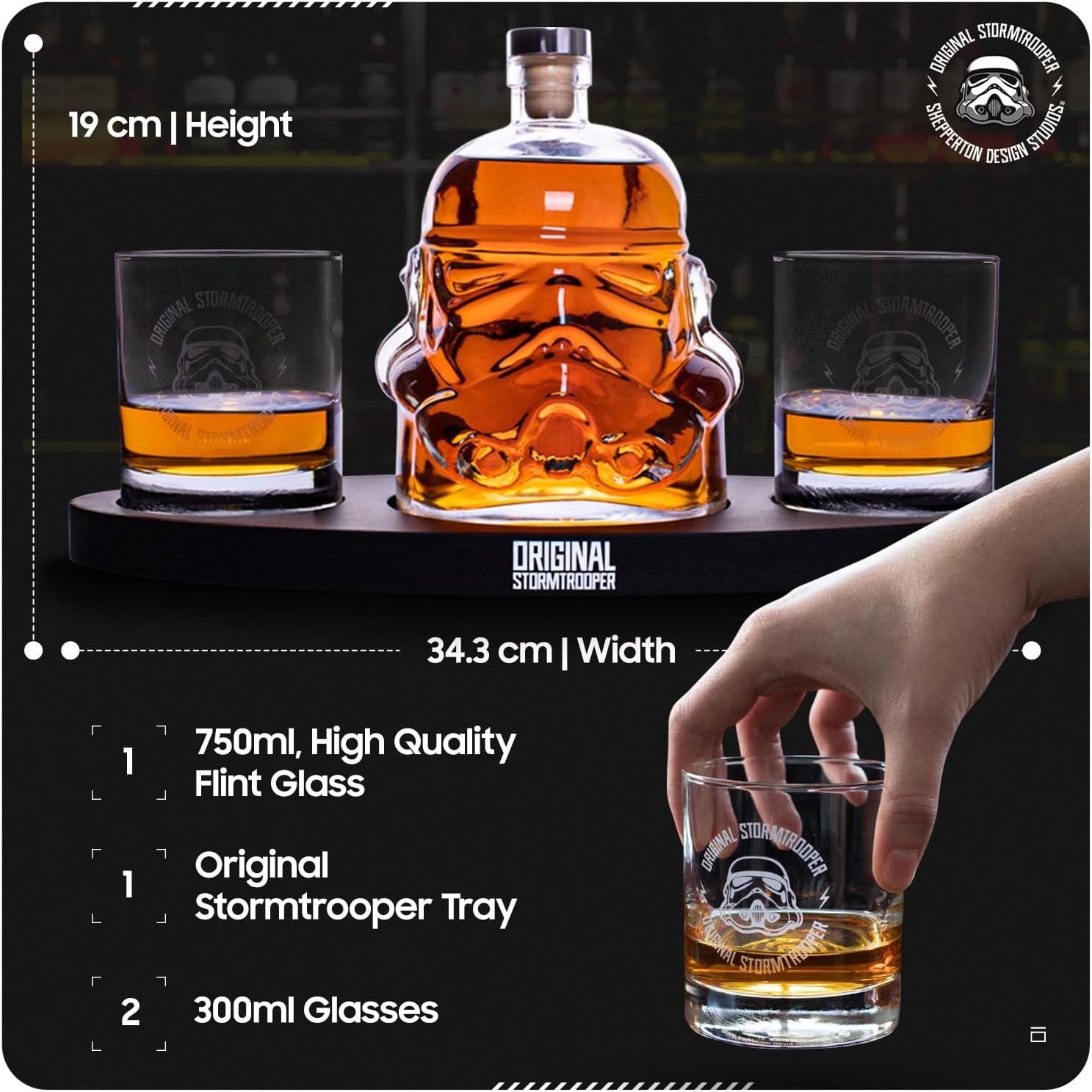Stormtrooper Whiskey Decanter 750ml Set with 2 Glasses & Display Tray Gift