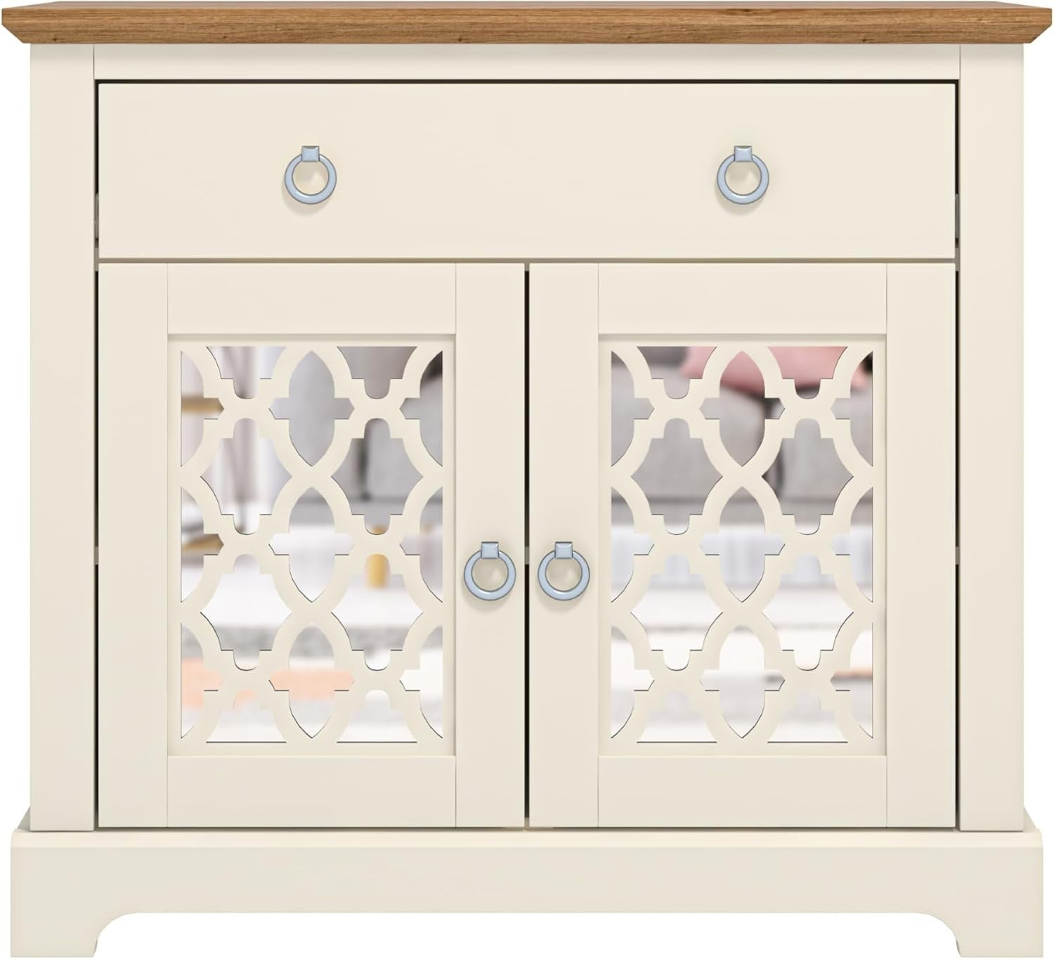 Ivory Oak 2 Door 1 Drawer Sideboard Storage Cabinet Adjustable Shelf