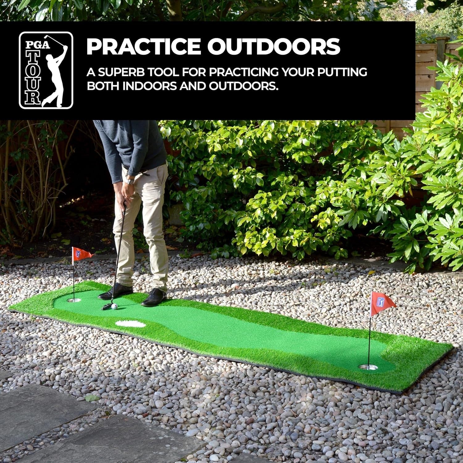 Golf Putting Mat Indoor Practice Green w/ Ball Return Alignment Lines 2 Hole