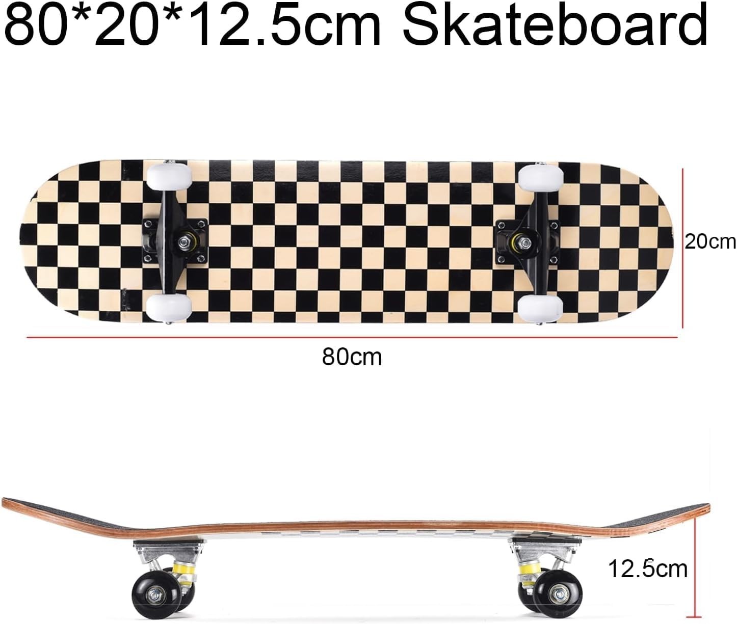 31in Complete Skateboard Beginners Kids Adults Double Kick Maple Deck Tool