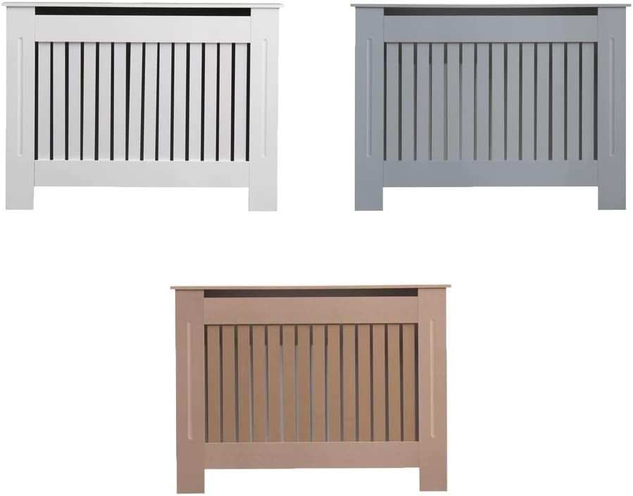 Small White Radiator Cover | Modern MDF Cabinet with Vertical Slats