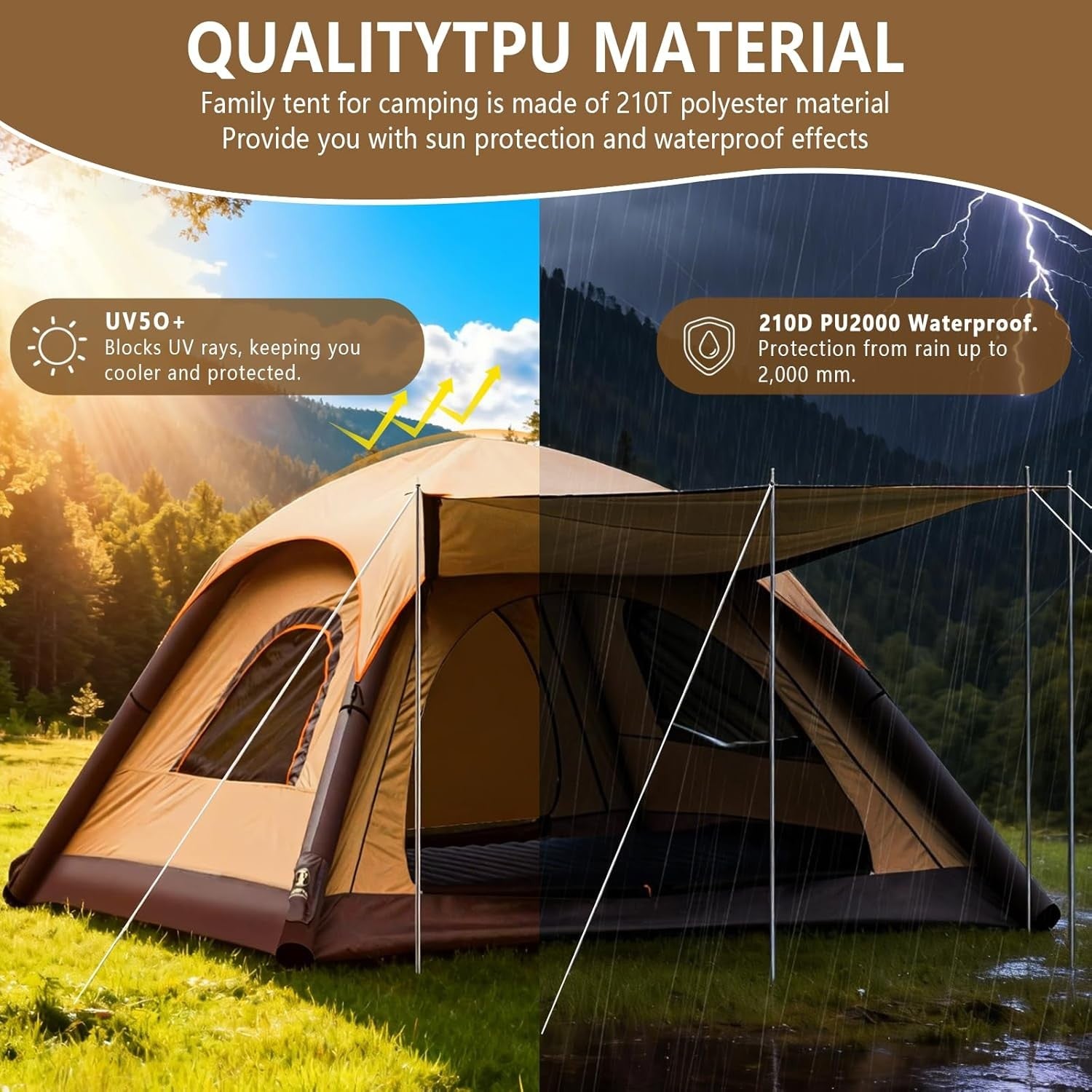 4-8 Person Inflatable Camping Tent Waterproof Pop Up Family