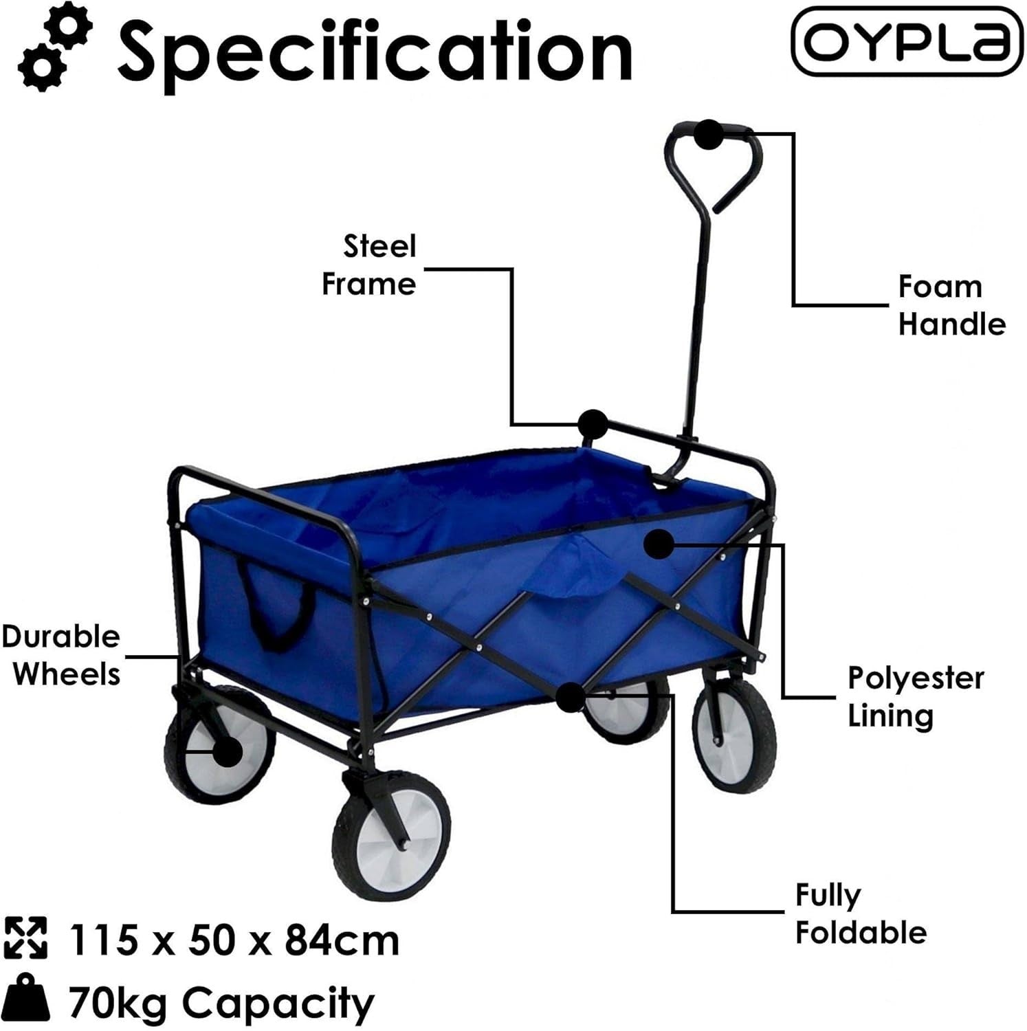 Heavy Duty Foldable Garden Festival Trolley Cart Wagon Truck Wheelbarrow Blue