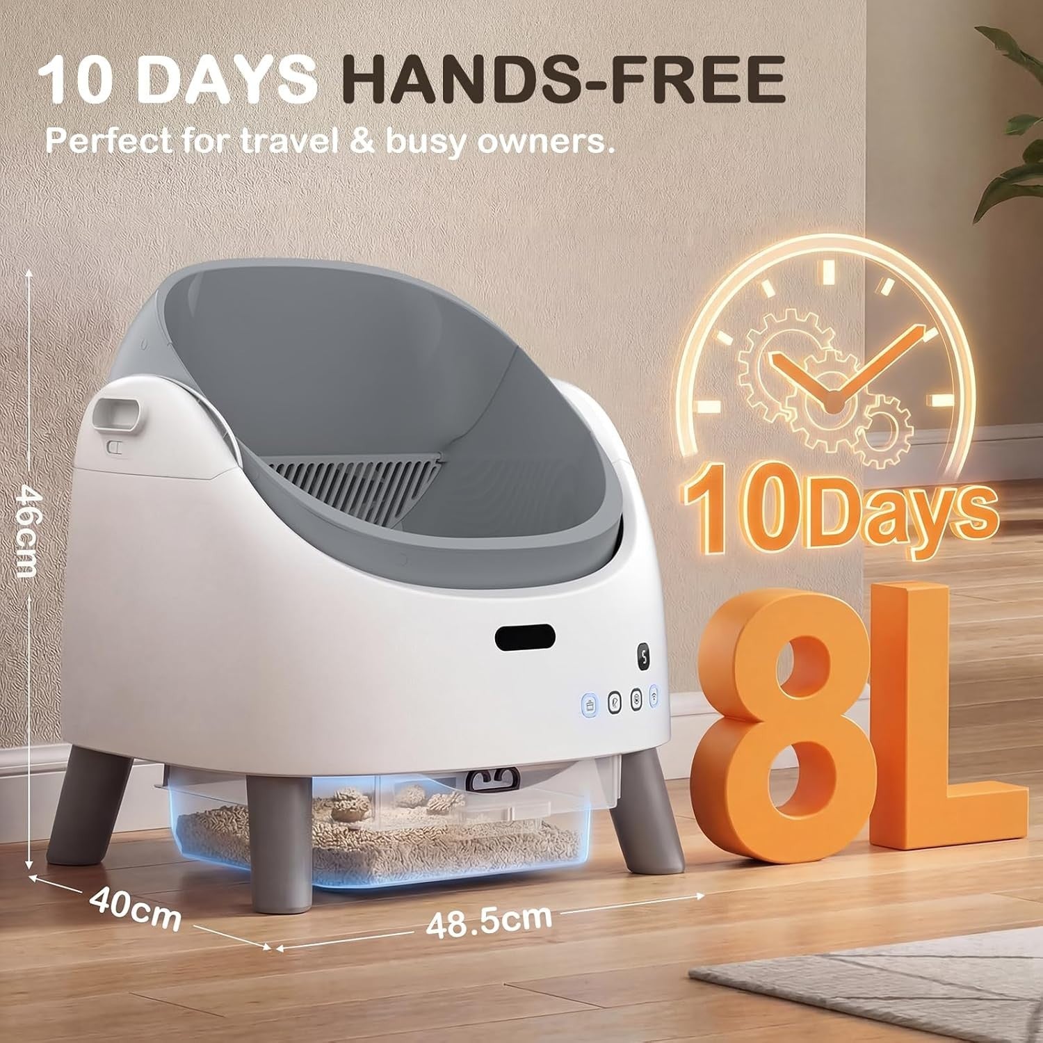 Self Cleaning Cat Litter Box App Control Open Top Smart XL Tray