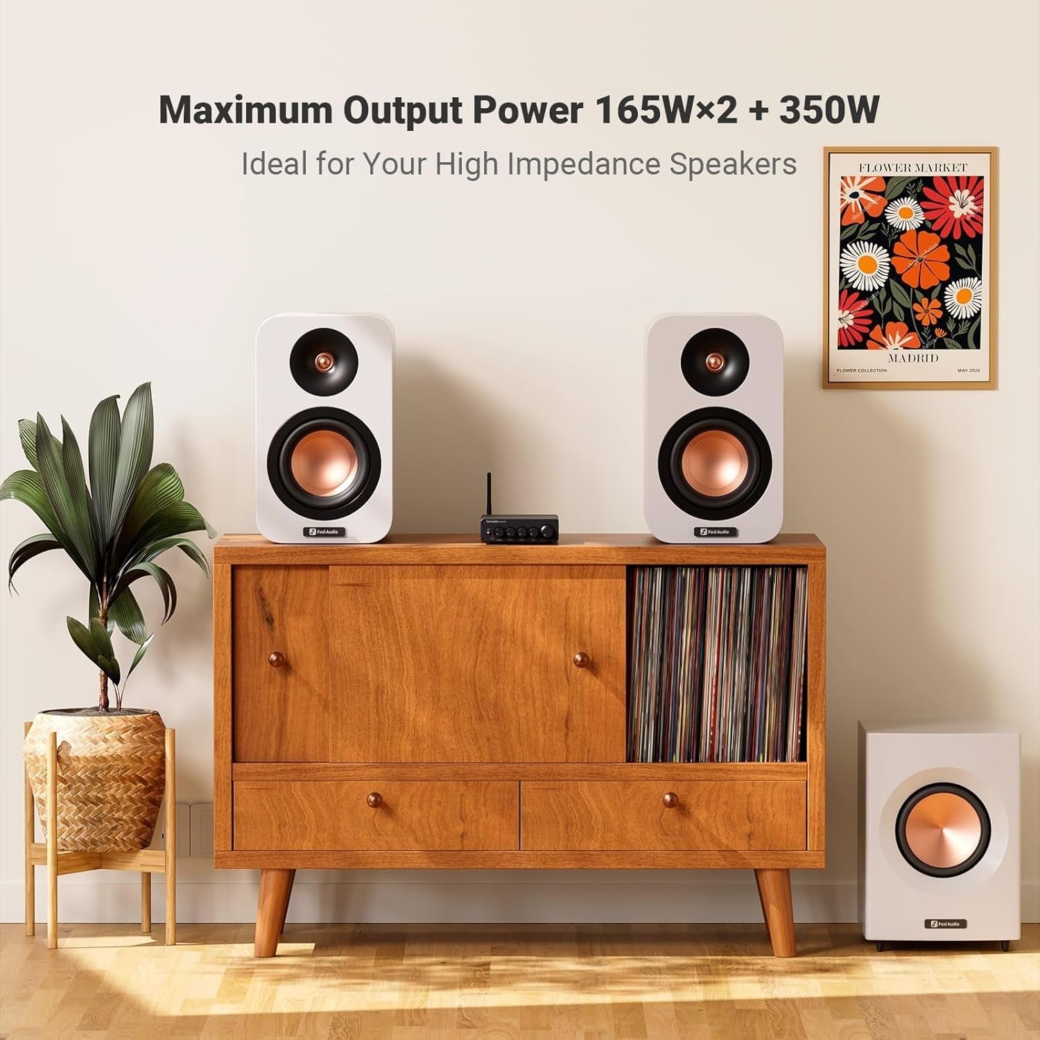 2.1 Bluetooth Amplifier 165Wx2+350W Subwoofer HiFi Amp