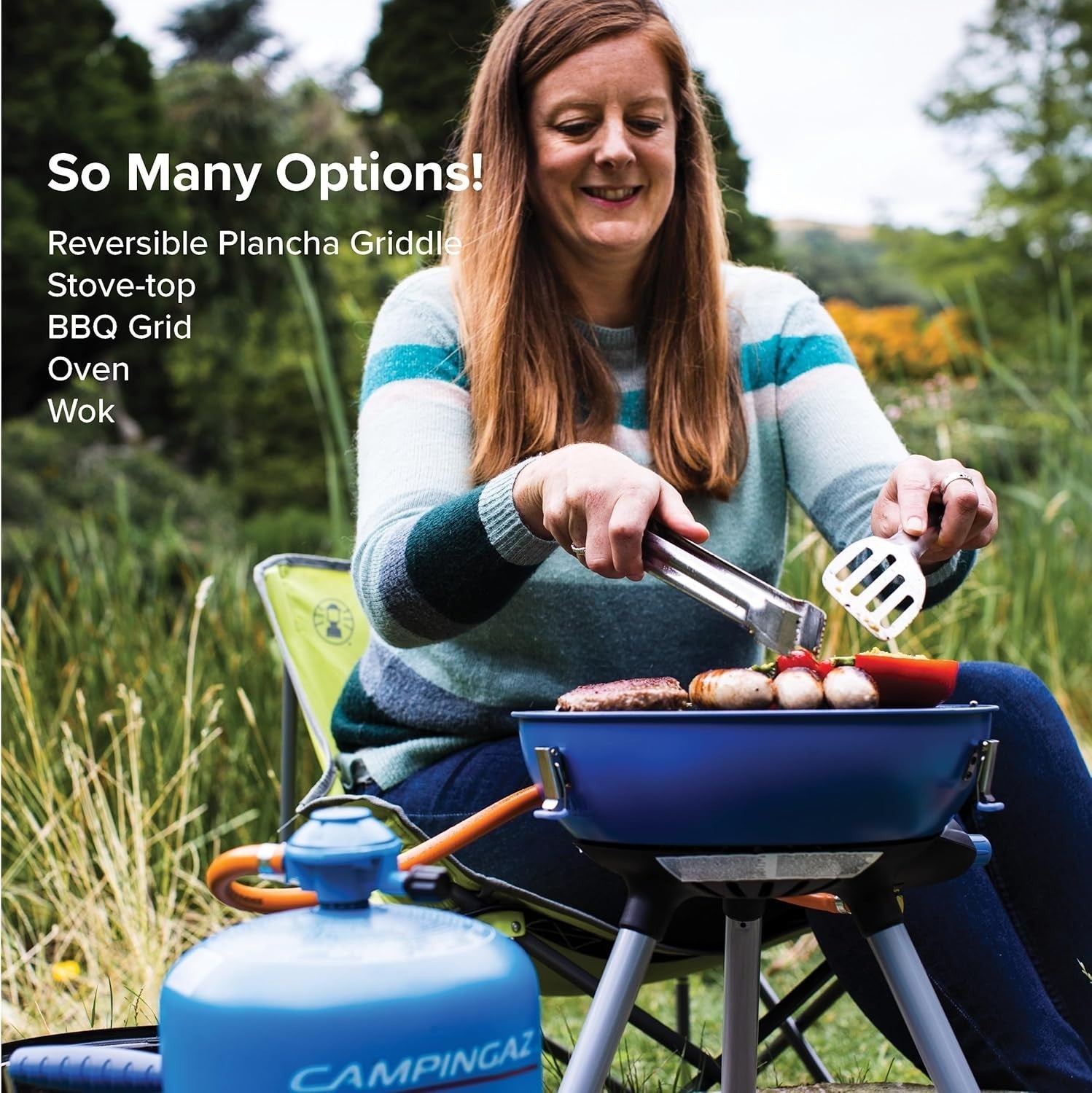 Portable All-In-One Gas BBQ Grill 2000W | Griddle + Grid + Wok Lid