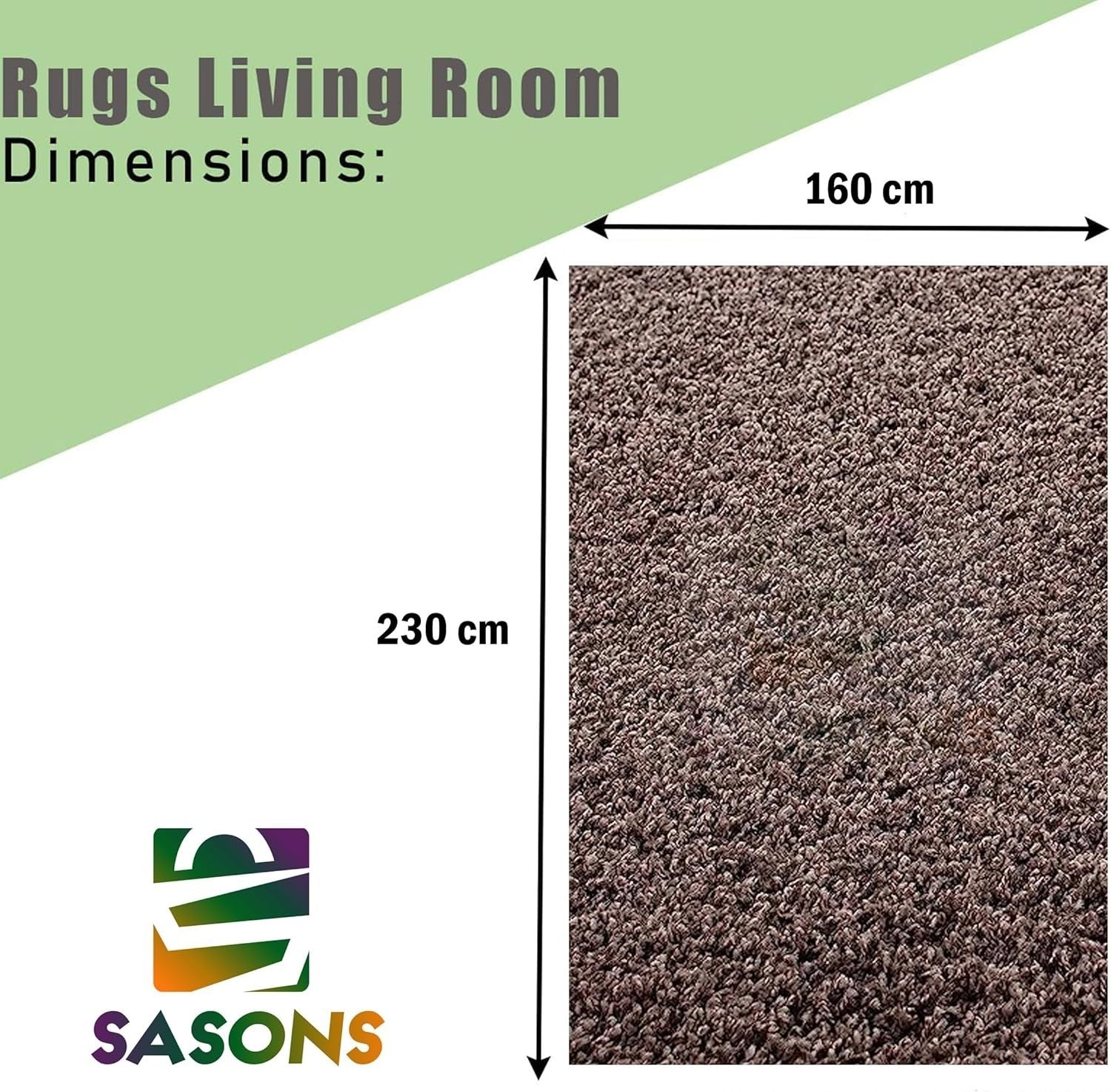 Extra Large Shaggy Rug 160x230cm 5cm Thick Soft High Pile Taupe Carpet