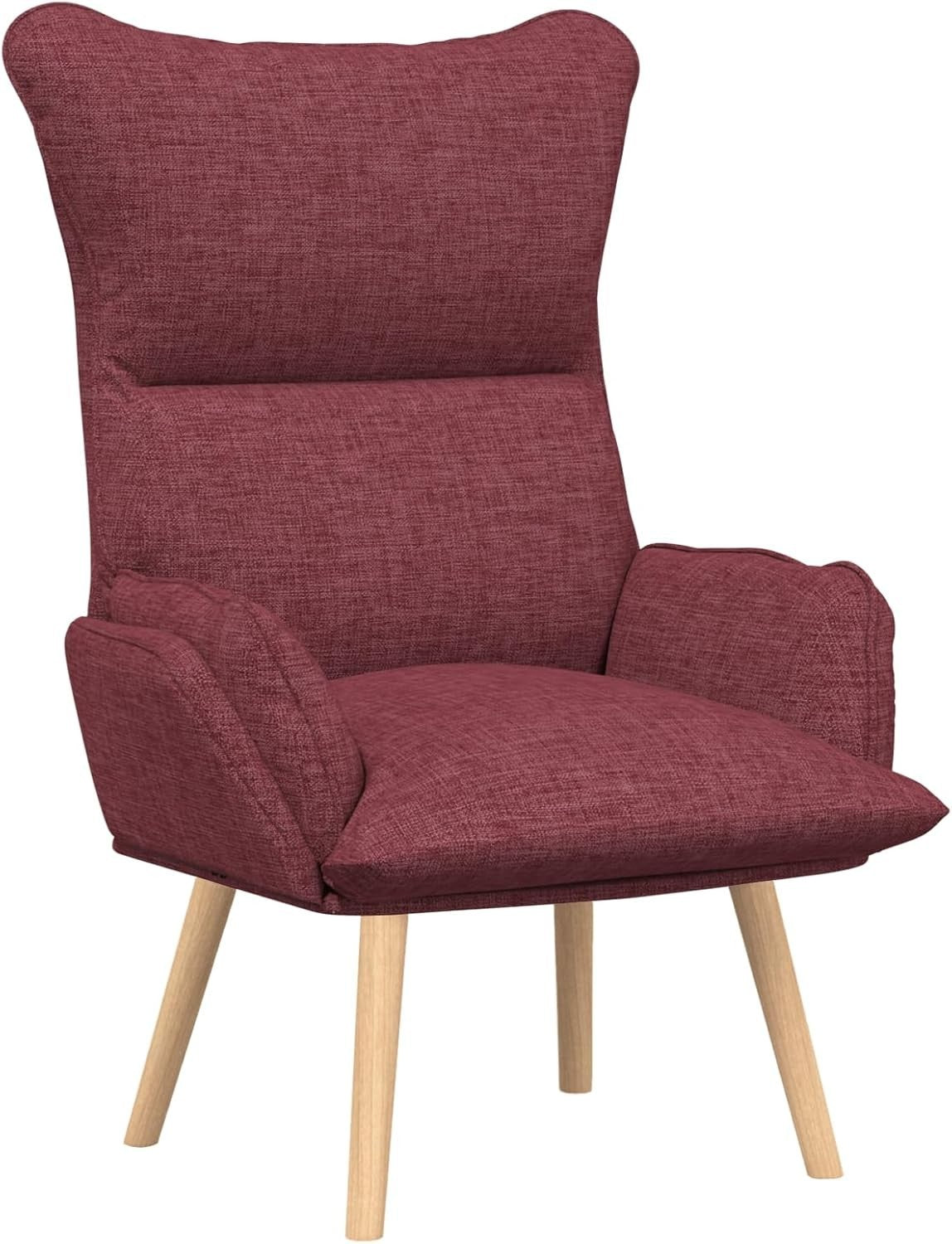Ergonomic Wine Red Recliner Chair with Removable Cushion & Wooden Legs