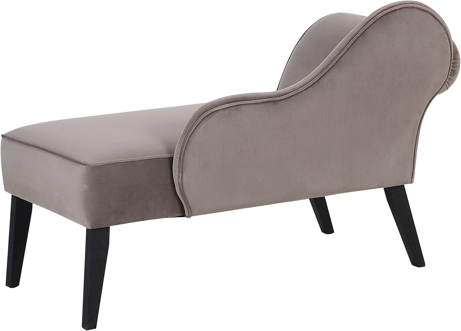 Vintage Left Hand Velvet Chaise Lounge Taupe Fabric with Black Legs 120 kg