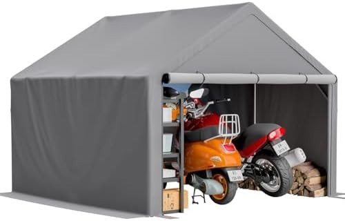 Outdoor Garden Storage Tent 10x10FT Waterproof Steel Frame Grey