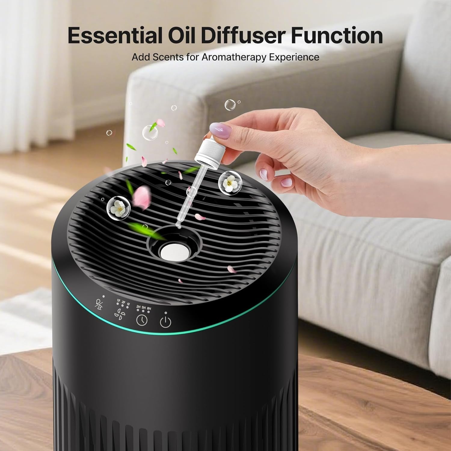Quiet HEPA Air Purifier Sleep Mode Aromatherapy Pet Smoke Odor