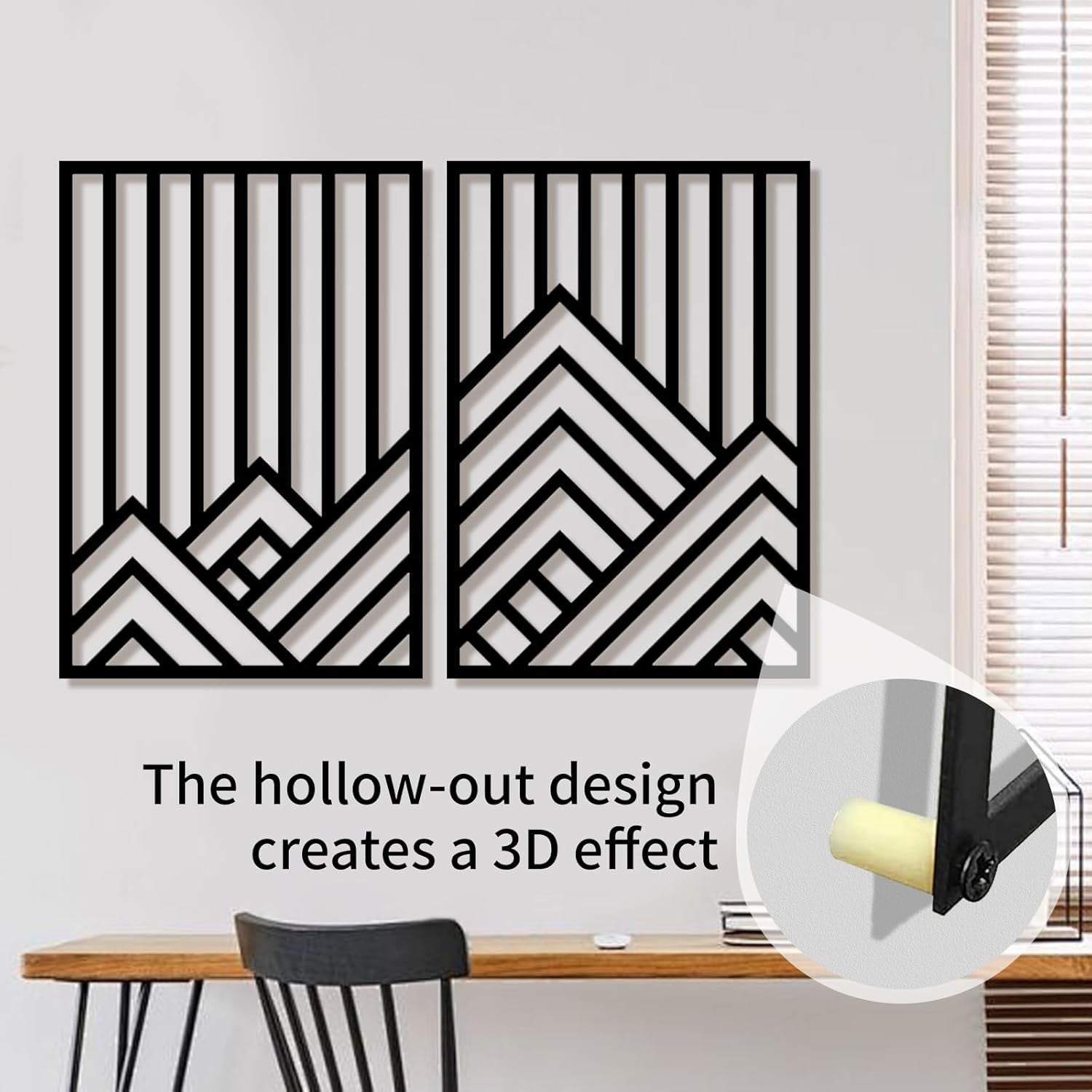 4-Piece Abstract Black Metal Wall Art 23x16" Minimalist Decor