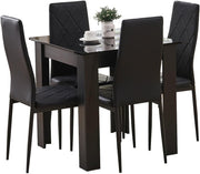 Modern Black Dining Table Set 3PC Small Space PU Chairs Kitchen Home