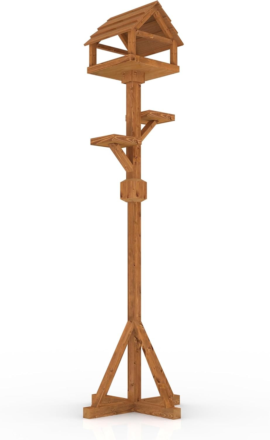Luxury Wooden Bird Feeding Table | Outdoor Pine Bird Bath & Feeder Stand