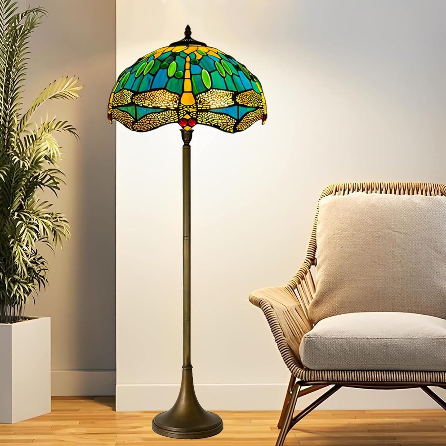 Handcrafted Stained Glass Floor Lamp 16in Tiffany Antique Style Home Light