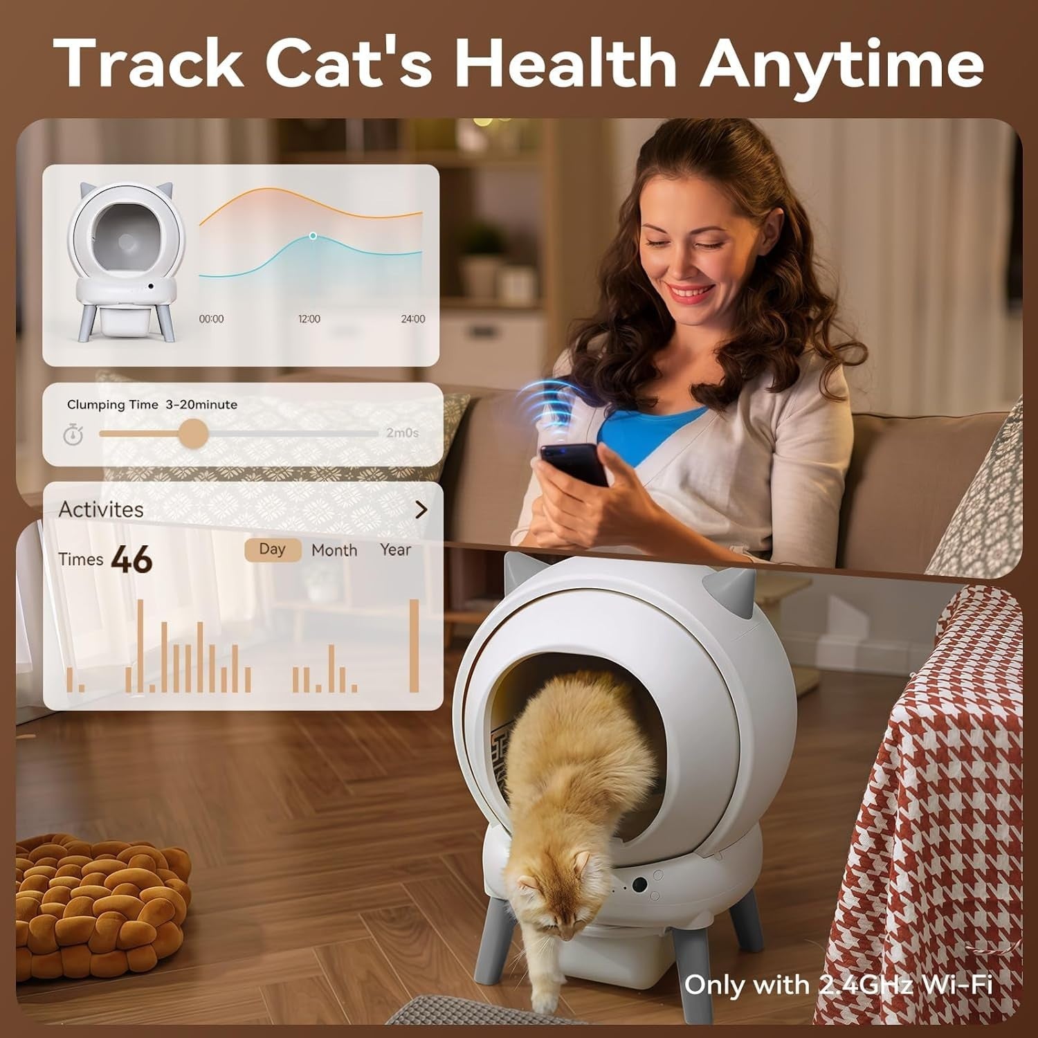 Self Cleaning Cat Litter Box APP Control Auto Multi Cat Odor Free
