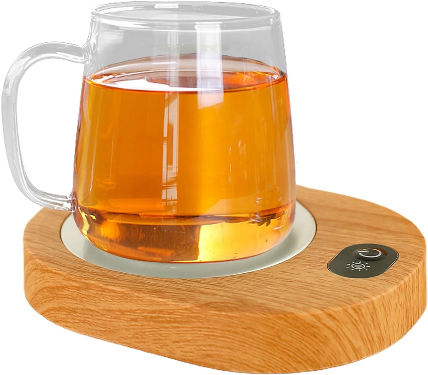 USB Coffee Mug Warmer Wood Grain 55-65°C Temp Control Desk