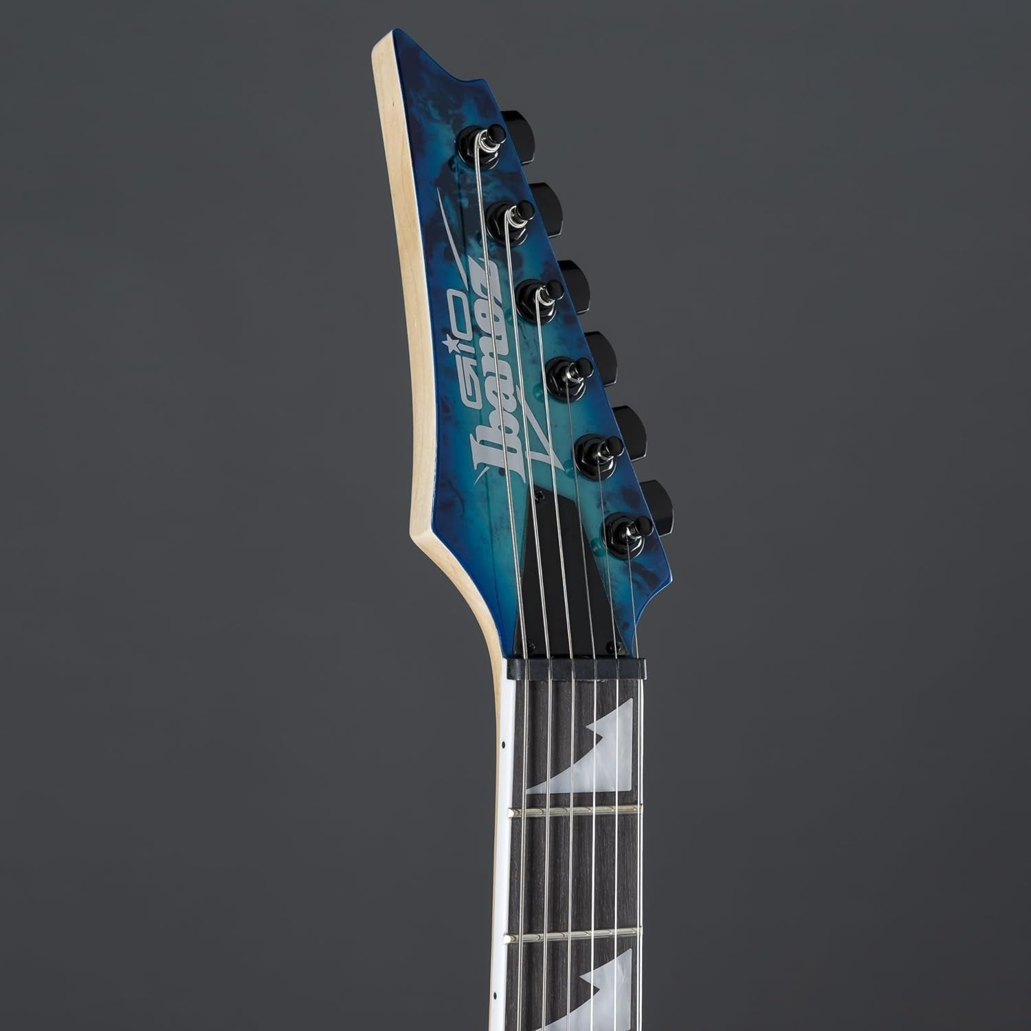 Electric Guitar 6 String Aqua Burst Okoume Body Poplar Burl Top