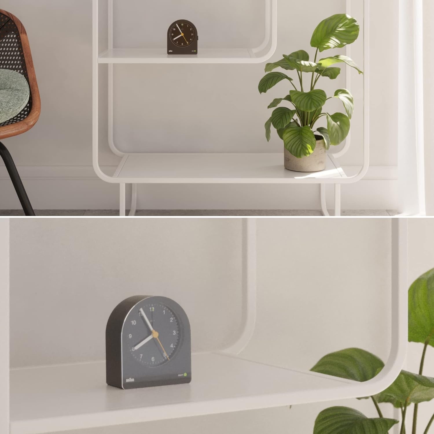 Analogue Alarm Clock Snooze Quiet Quartz Backlight Bedside White