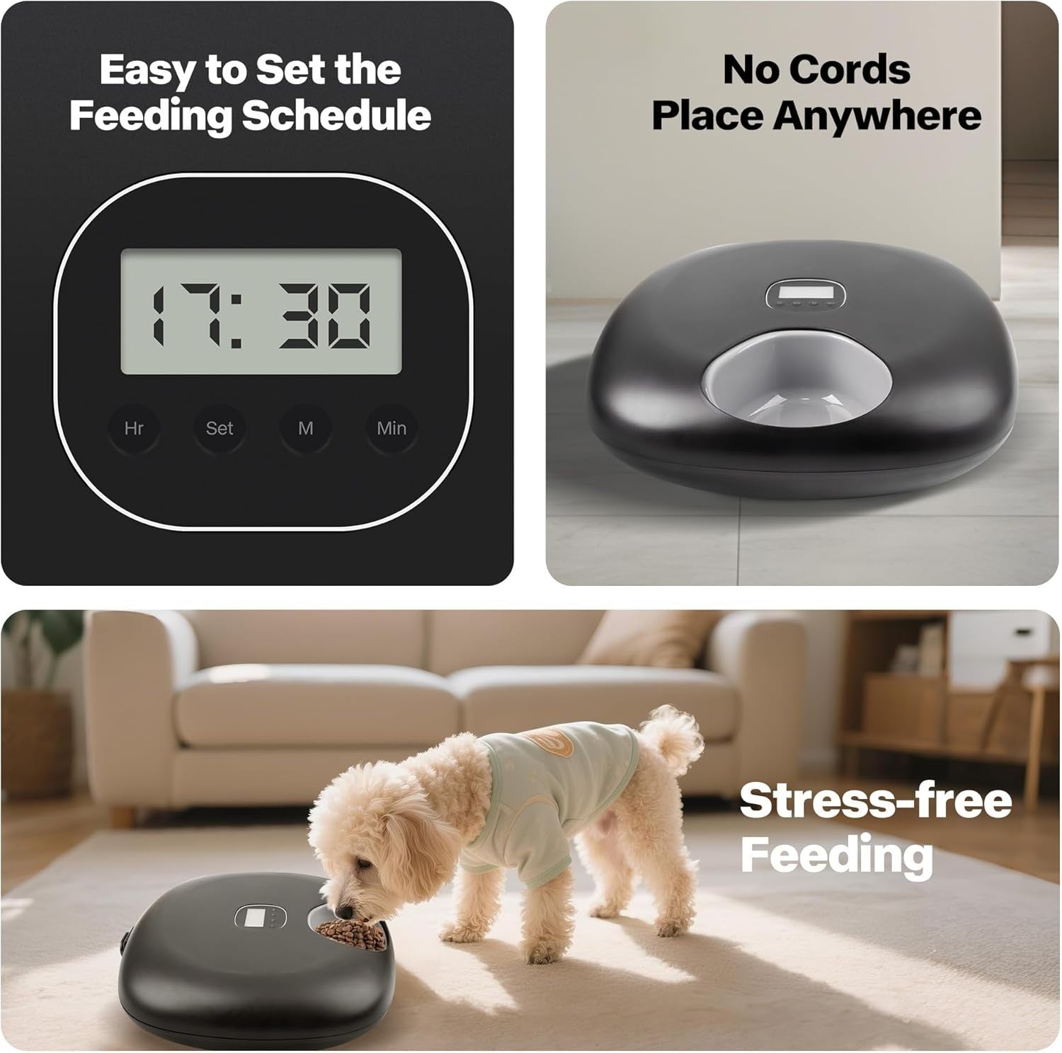 Automatic Cat Feeder Wet Dry Food Timer 6 Meal Rechargeable Ice Packs