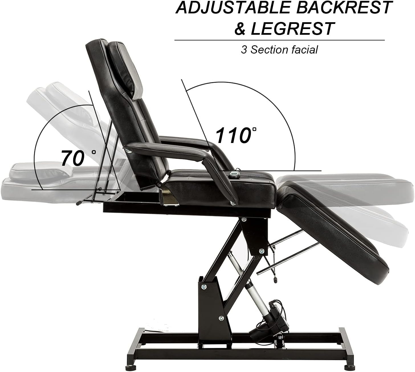 Electric Height Adjustable Beauty Massage Bed Salon Tattoo Lash Table Black PU