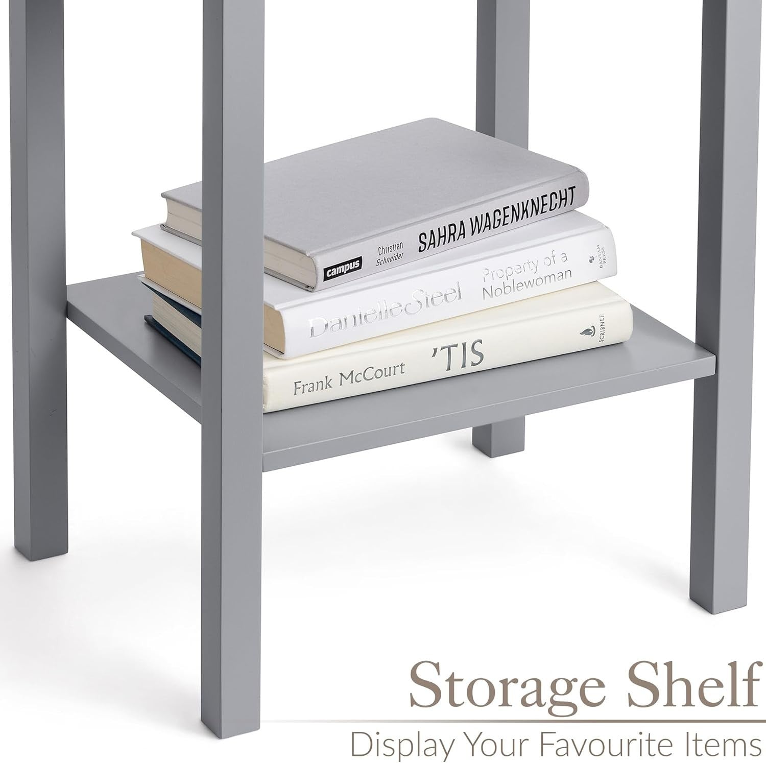 Set of 2 Grey Bedside Tables with Drawer & Shelf, Wooden Nightstands 60x40x30cm
