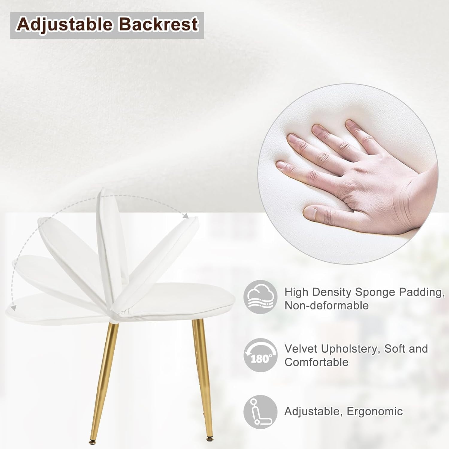Modern Vanity Makeup Dressing Table Set LED Mirror 3 Drawers Stool White/Gold