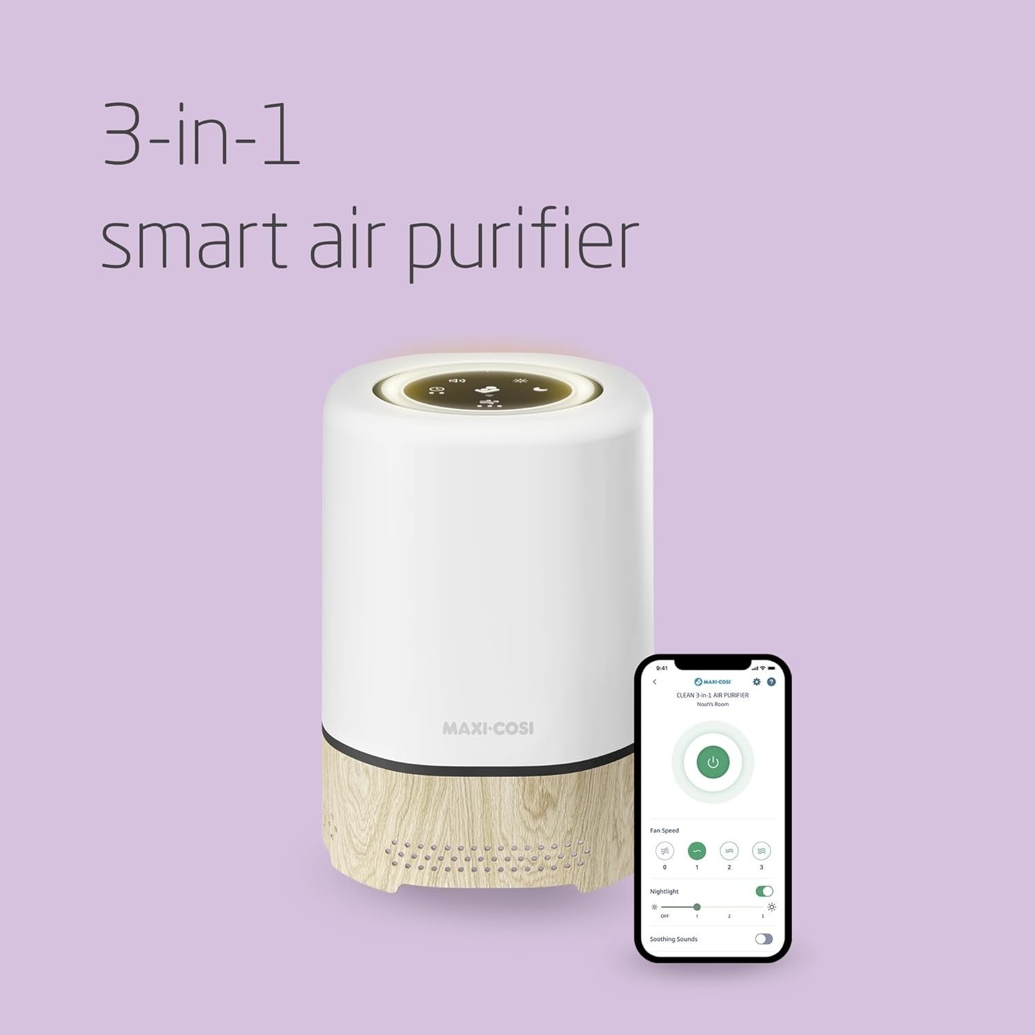 3 in 1 HEPA H13 Air Purifier Baby Night Light Sound Smart Alexa