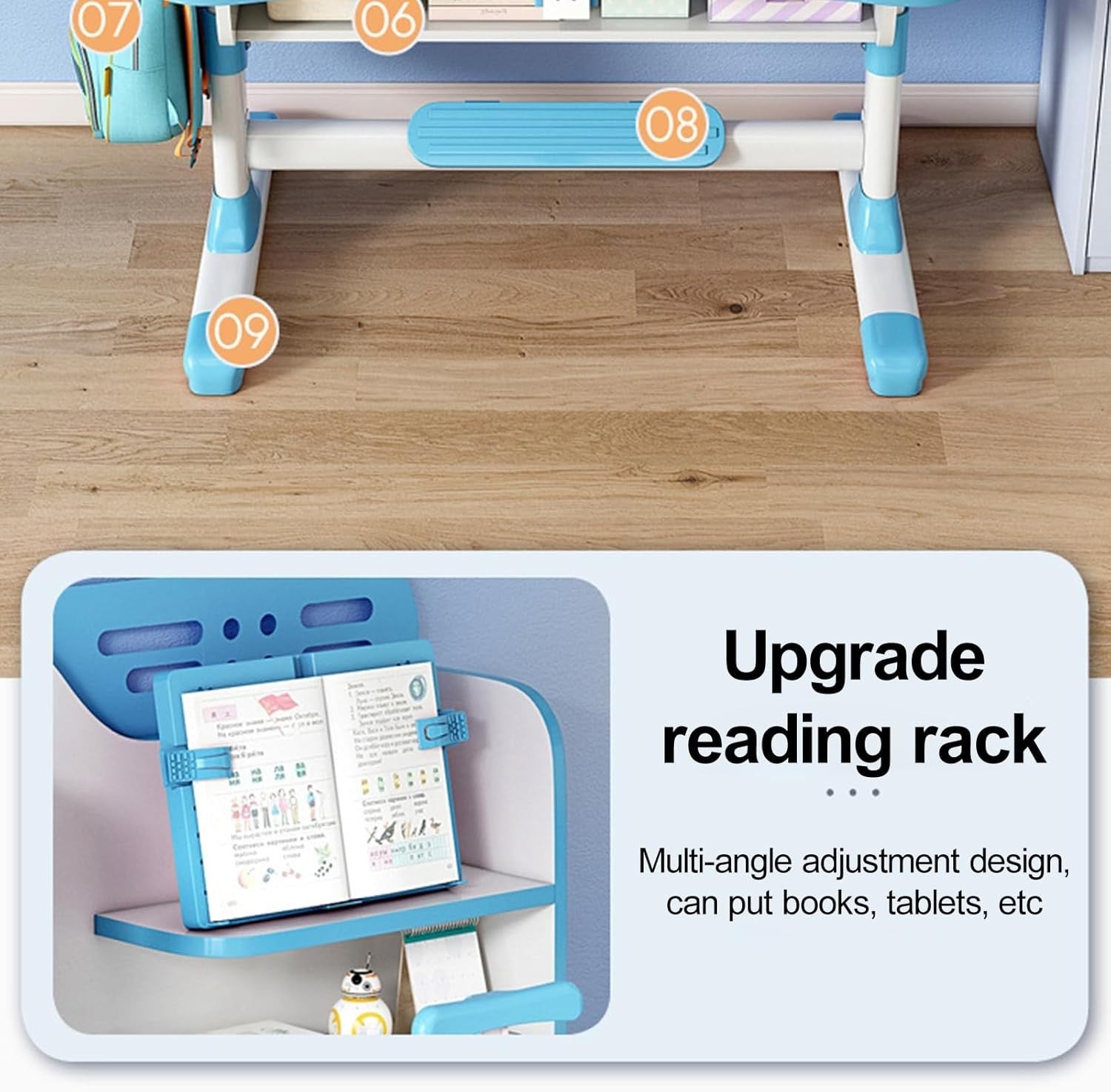 Adjustable Kids Study Desk & Chair Set w/ Drawer, Ergonomic Design