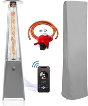 Outdoor Gas Patio Heater Pyramid Flame 13kW Stainless Steel w/ Bluetooth