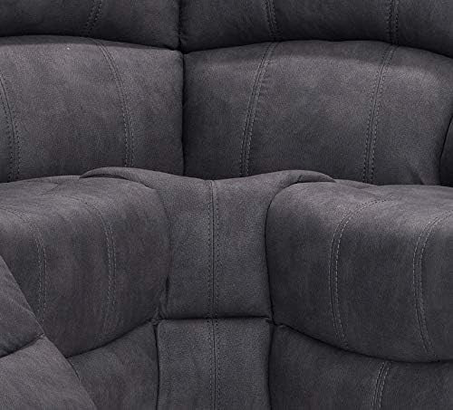 Grey Fabric 5-Seater L-Shaped Corner Sofa Recliner with Padded Arms