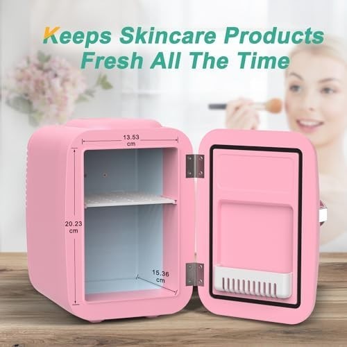 Portable Mini Fridge 4L Cooler & Warmer for Bedroom Office Car Pink