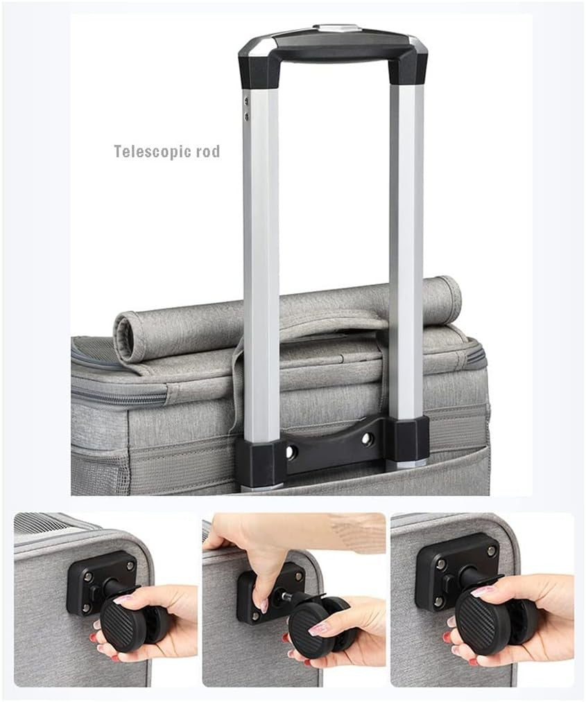 Pet Travel Carrier with Wheels Foldable Double Layer Soft Sided Stroller
