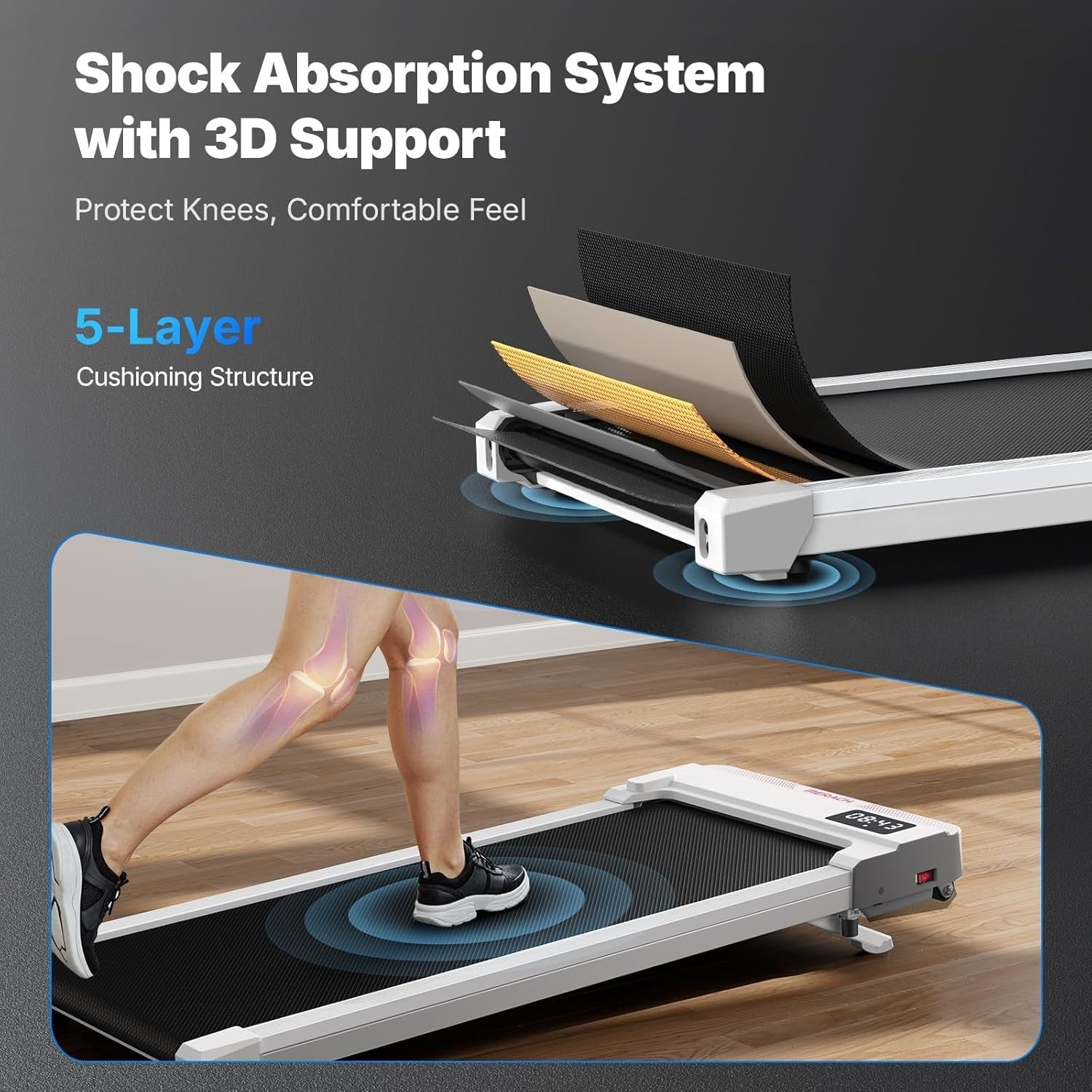 Under Desk Treadmill Walking Pad 5%, Incline Quiet App Remote Home Office