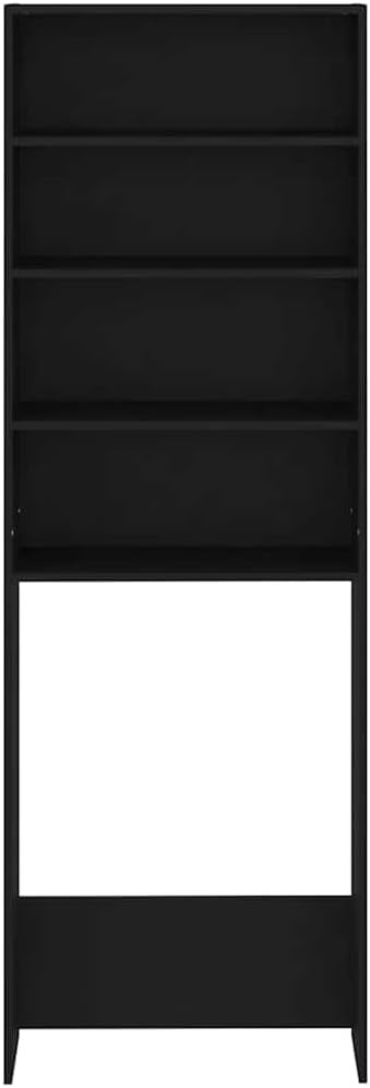 Black Washing Machine Cabinet Over-Washer Storage Unit with Shelves 64×24×190cm