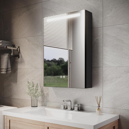 LED Bathroom Mirror Cabinet 485x700mm with Shaver Socket & Demister