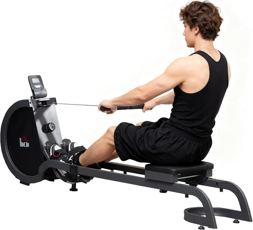 Foldable Magnetic Rowing Machine 16-Level Resistance LCD Aluminium Rail 130KG