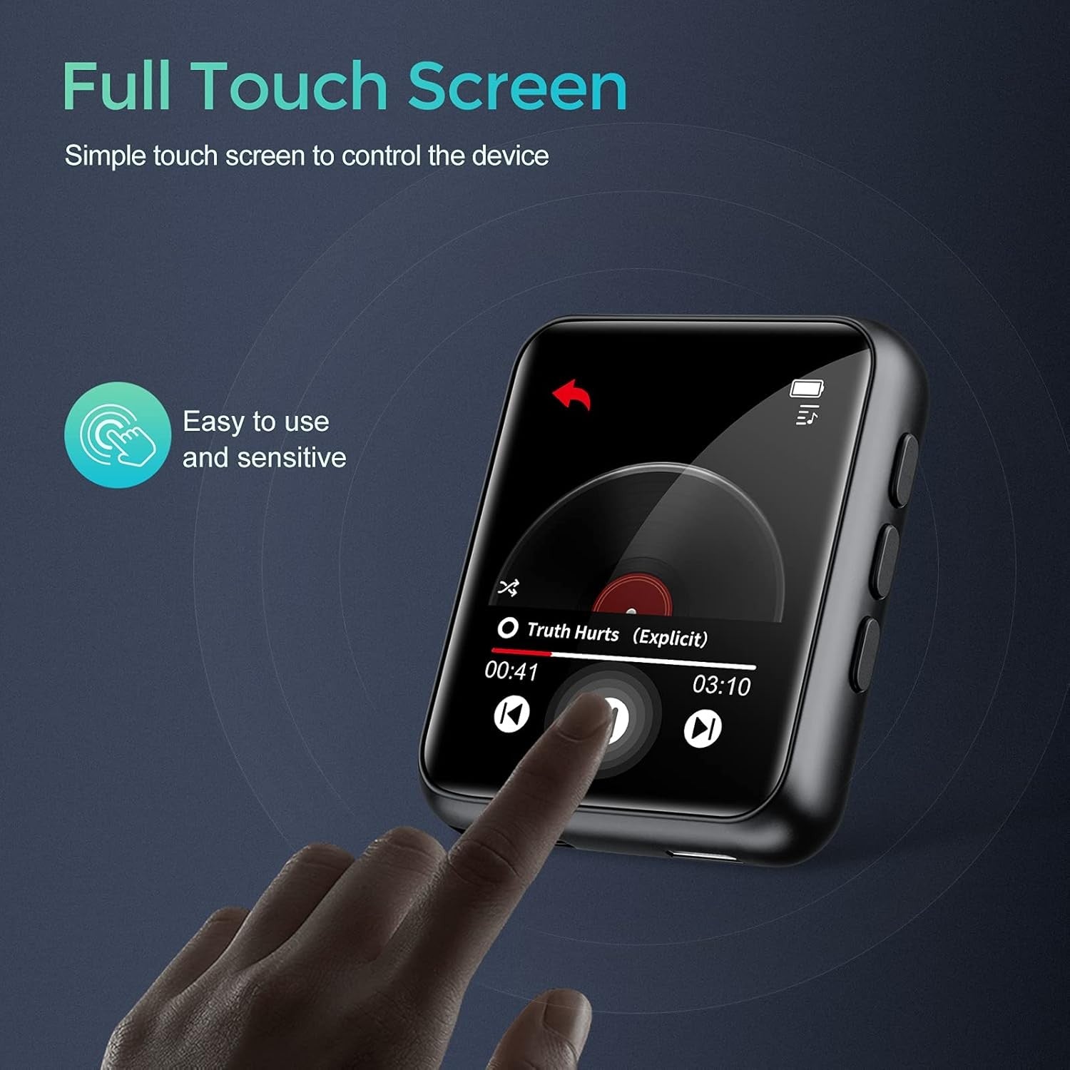 MP3 Player Bluetooth 5.0 Touch Screen 64GB HiFi FM Radio 128GB